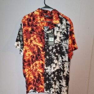 Brave Soul Black and Orange Casual Button Down Shirt